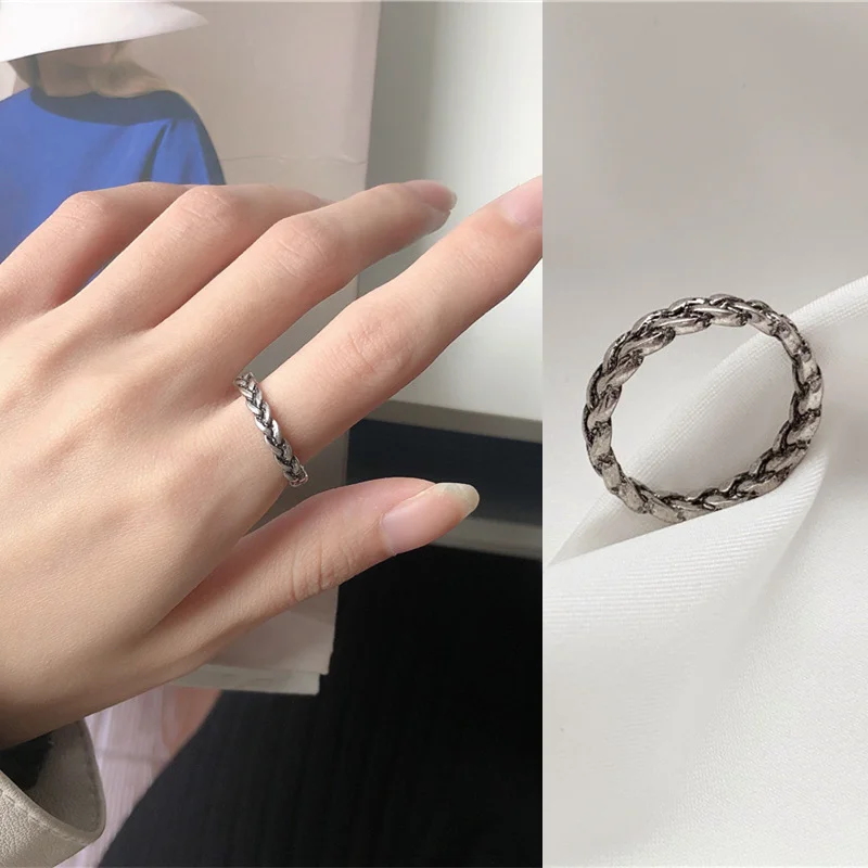 Hemp Flowers Ring Retro Twist Rings Fashion Women Party Engagement Wedding Ring Female Jewelry Accessories