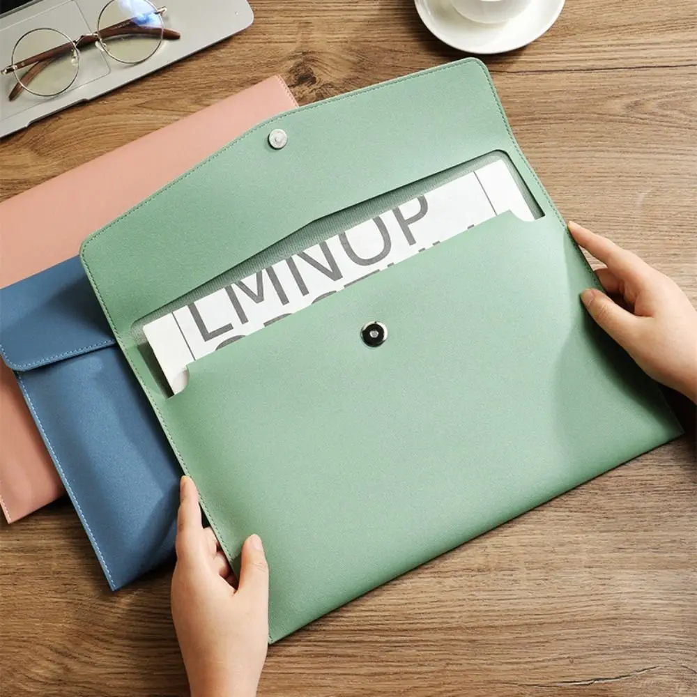 Portable Waterproof Leather a4 Document Bag Large Capacity Business File Folder Storage Bag Thickened Document Bag School