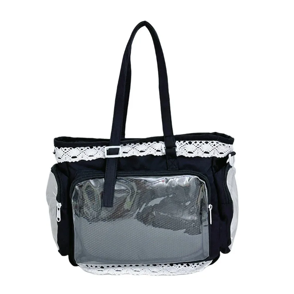 

New Ballet Style Lolita Transparent Crossbody Bag DIY Nylon Anime Shoulder Bag Large Capacity Sweet Tote Bag Japanese