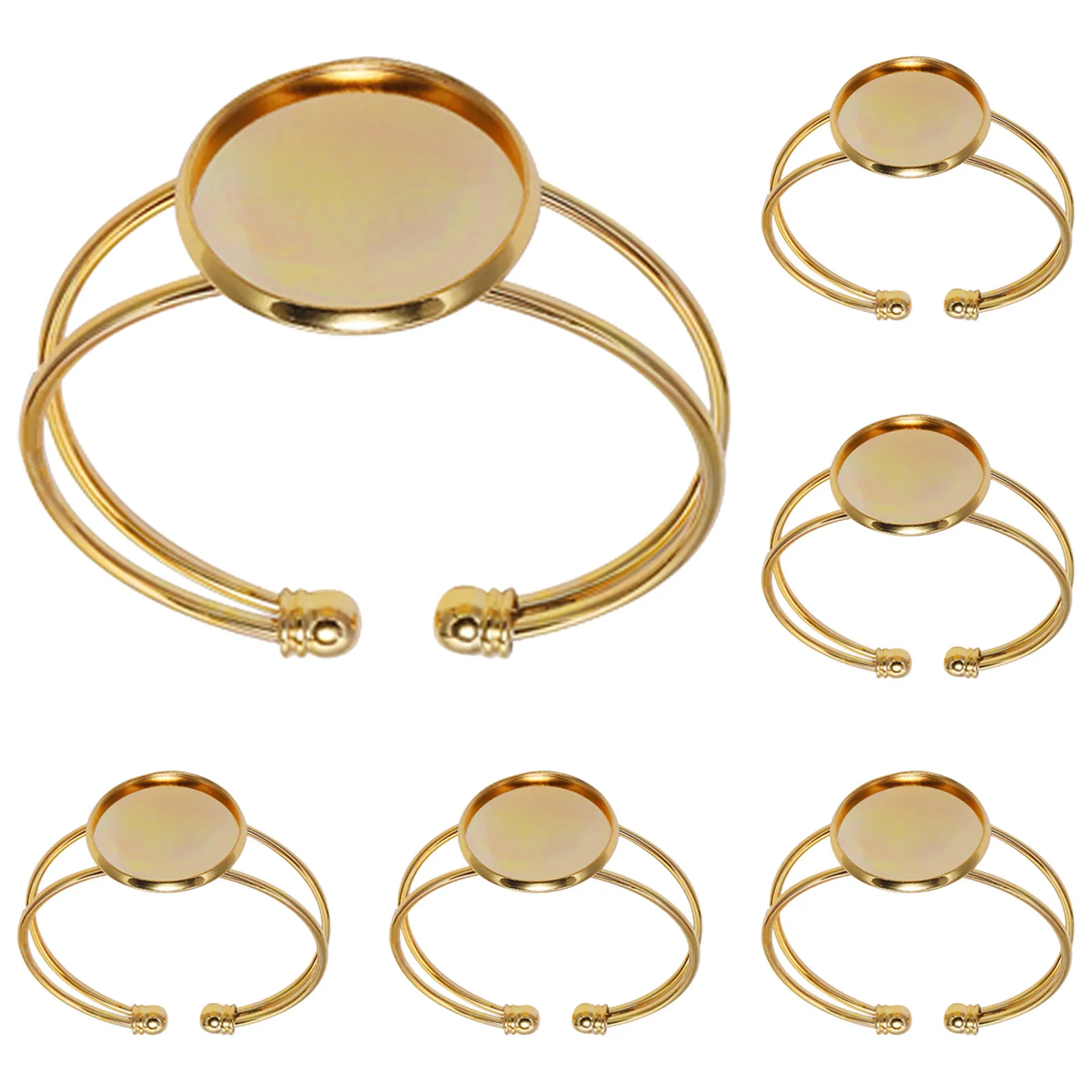 

6Pcs Copper Bracelet Base Rust Free Oval DIY Wrist Chains for Custom Jewelry Making Resin Crafts Fashion DIY Pendant