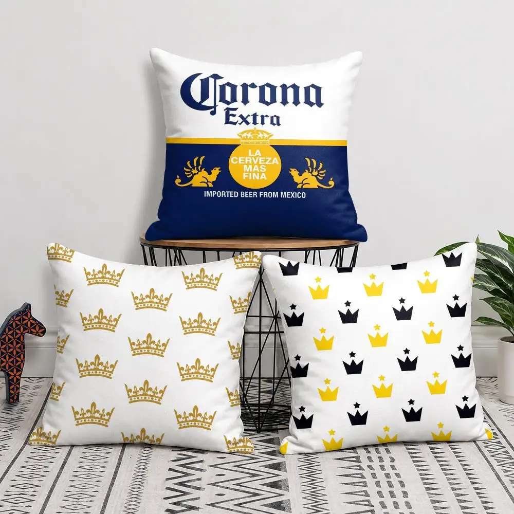 C-Corona Fashion Cushion Cover Short Plush Soft Double-Sided Printing Pillow Case Cozy Sofa Bedroom Home Decor Gift