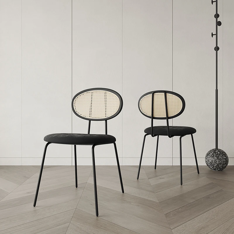 

Modern light luxury style dining table and chairs small apartment household simple wabi sandy wind minimalist back rattan chair
