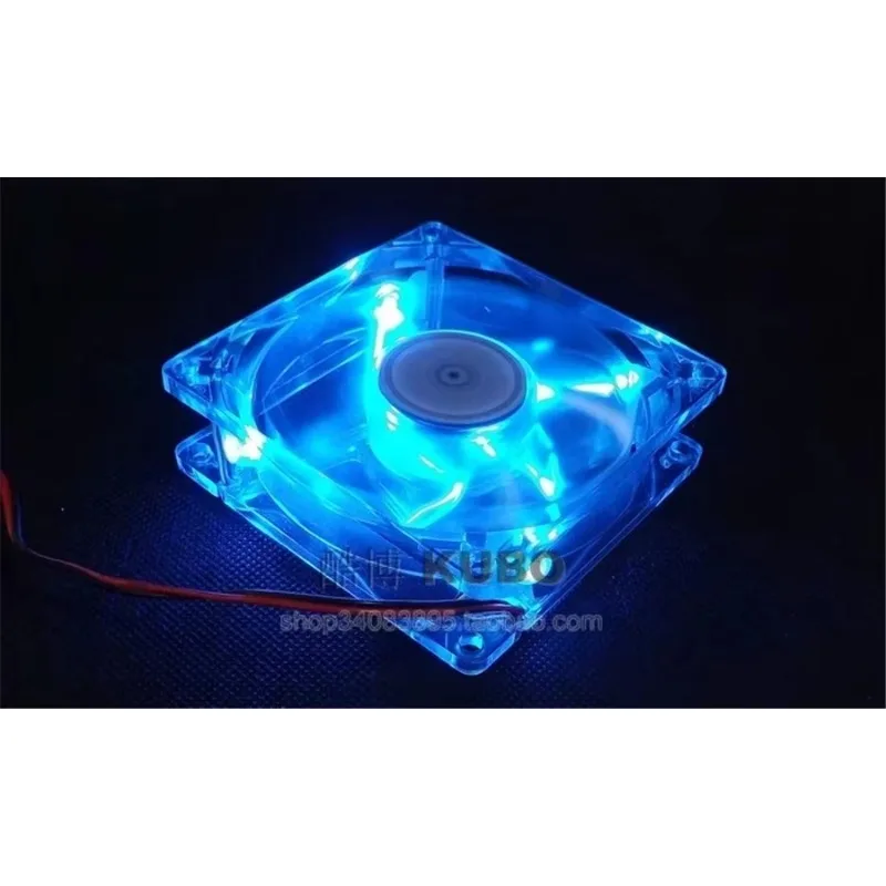 Wentylator chłodzący do komputera LED 8025 80MM z niebieskim oświetleniem LED, wentylator do obudowy komputera 12V z złączem 4D