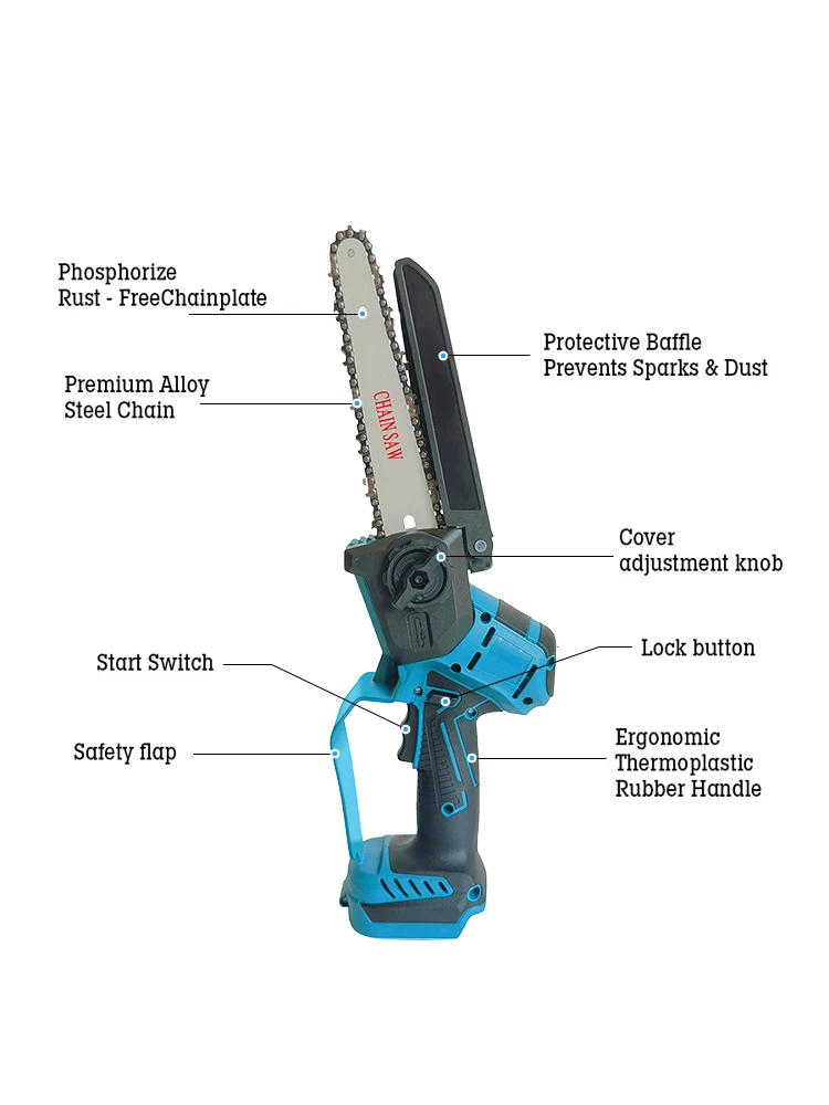 Mini tronçonneuse électrique, 8 pouces, sans balais