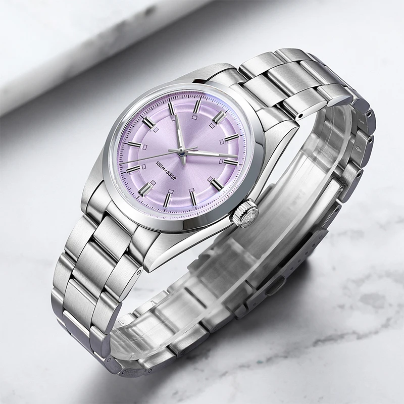 ADDIESDIVE DIY Herrenuhr mit individuellem Logo AD2515 Luxus VH31 Quarzuhr Gewölbtes Glas 100m wasserdicht Steriles Zifferblatt 36mm Armbanduhr