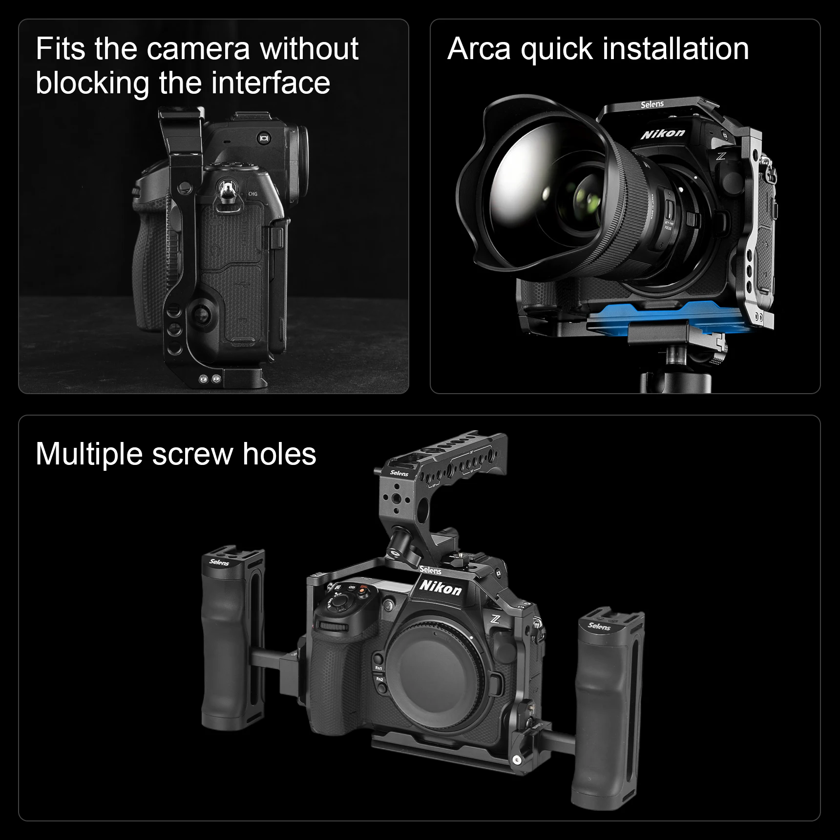 Selens Cage Full Cage protegge la fotocamera 1/4 "-20 foro filettato NATO rail QD Mount Strap Slot per fotocamera Nikon Z 8 Z8