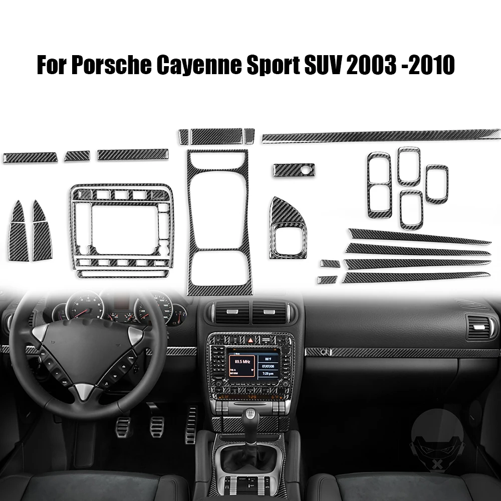 For Porsche Cayenne S GTS Turbo 2003-2010 Accessorie Carbon Fiber Interior Gear Panel Center Console Trim Sticker Car Decoration