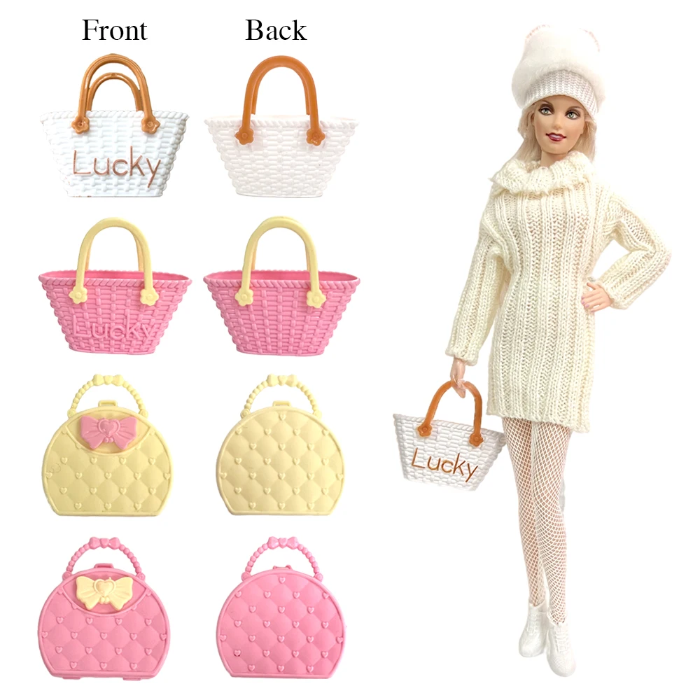 NK 4  Pcs /Set Doll Plastic Bag Fashion Shopping Handbag For Barbie Doll Accessories Baby DIY Toys Girl' 1/6 Doll  Gift