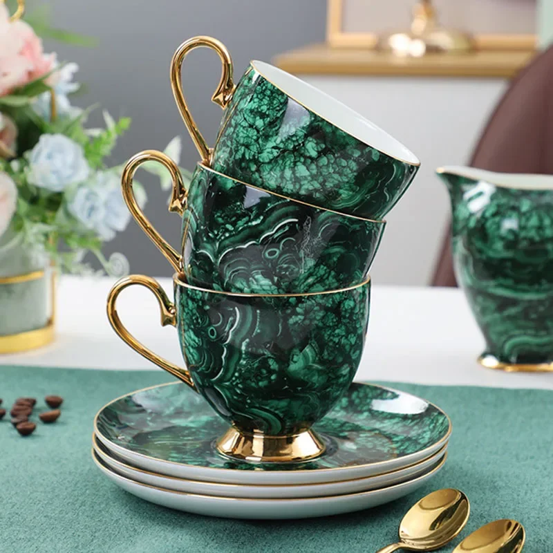 Nordic Luxury Bone China Coffee Cup Set Porcelain Tea Set Advanced Cup Ceramic Mug Sugar Bowl Creamer Teapot Coffeepot Drinkware