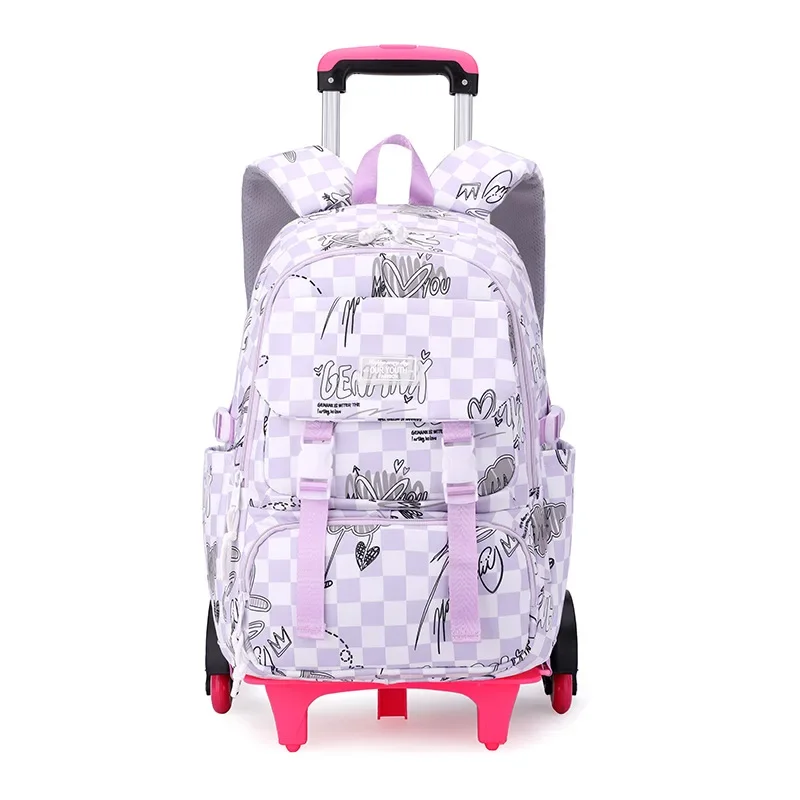 Kinderrugzak School Meisje Wiel School Trolley Tas Wielen Kids Reisbagage Trolley Tassen School Rugzak Met Wielen