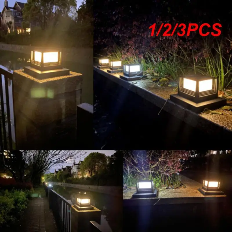 

1/2/3PCS Fence Lamp Square Fence Solar Powered Led Light Solar Pillar Post Garden Street Landscape Lamp Light