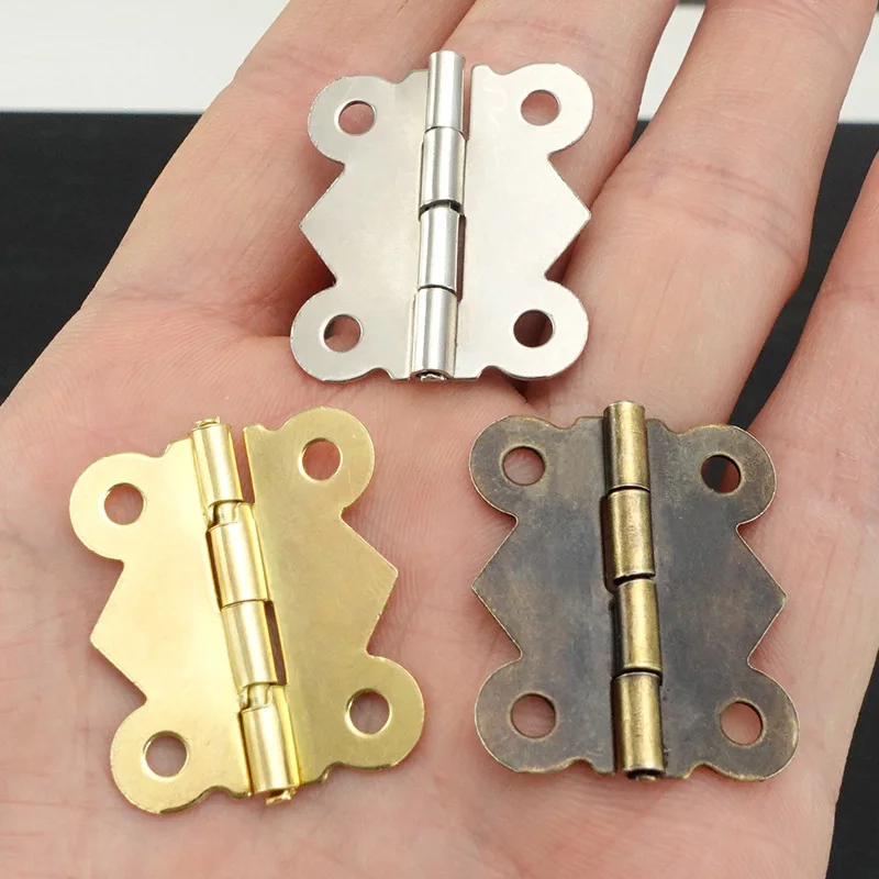 

10PCS New Chinese Style Butterfly Hinge Hardware D018 Small Mini Folding Iron Hinge Wardrobe Door Hinge Furniture Accessories