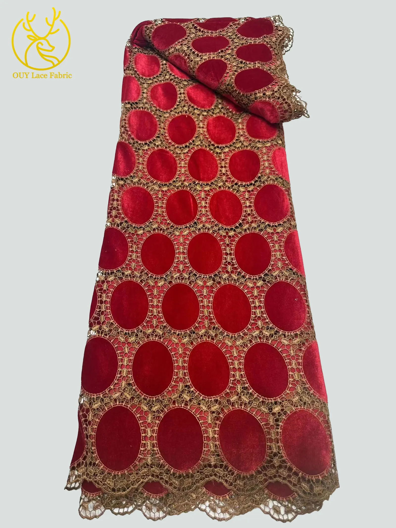 Tecido de renda guipure de veludo 2026 qualidade premium luxo africano nigeriano bordado tecido corte a laser vestido de festa feminino 5 metros