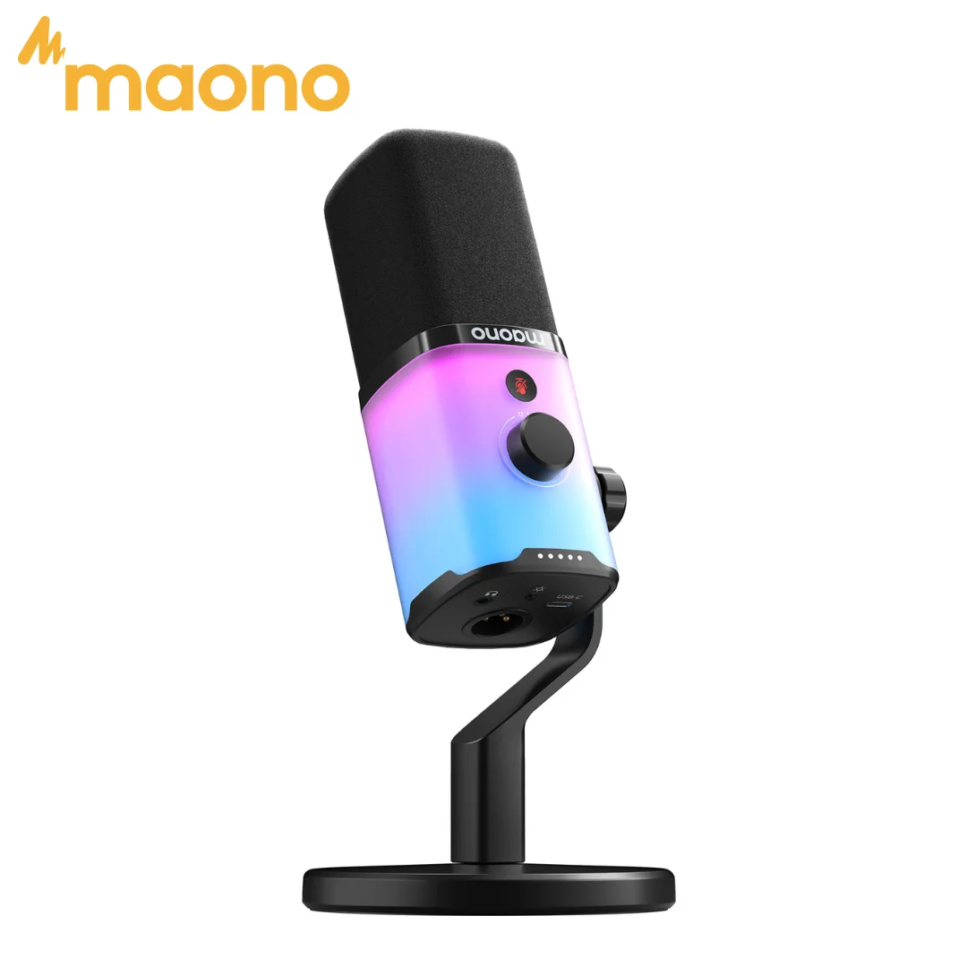 Maono PD100X XLR/USB Gaming RGB Microphone for Gaming Live Streaming Software Programmable Mute Volume Control Gain Control