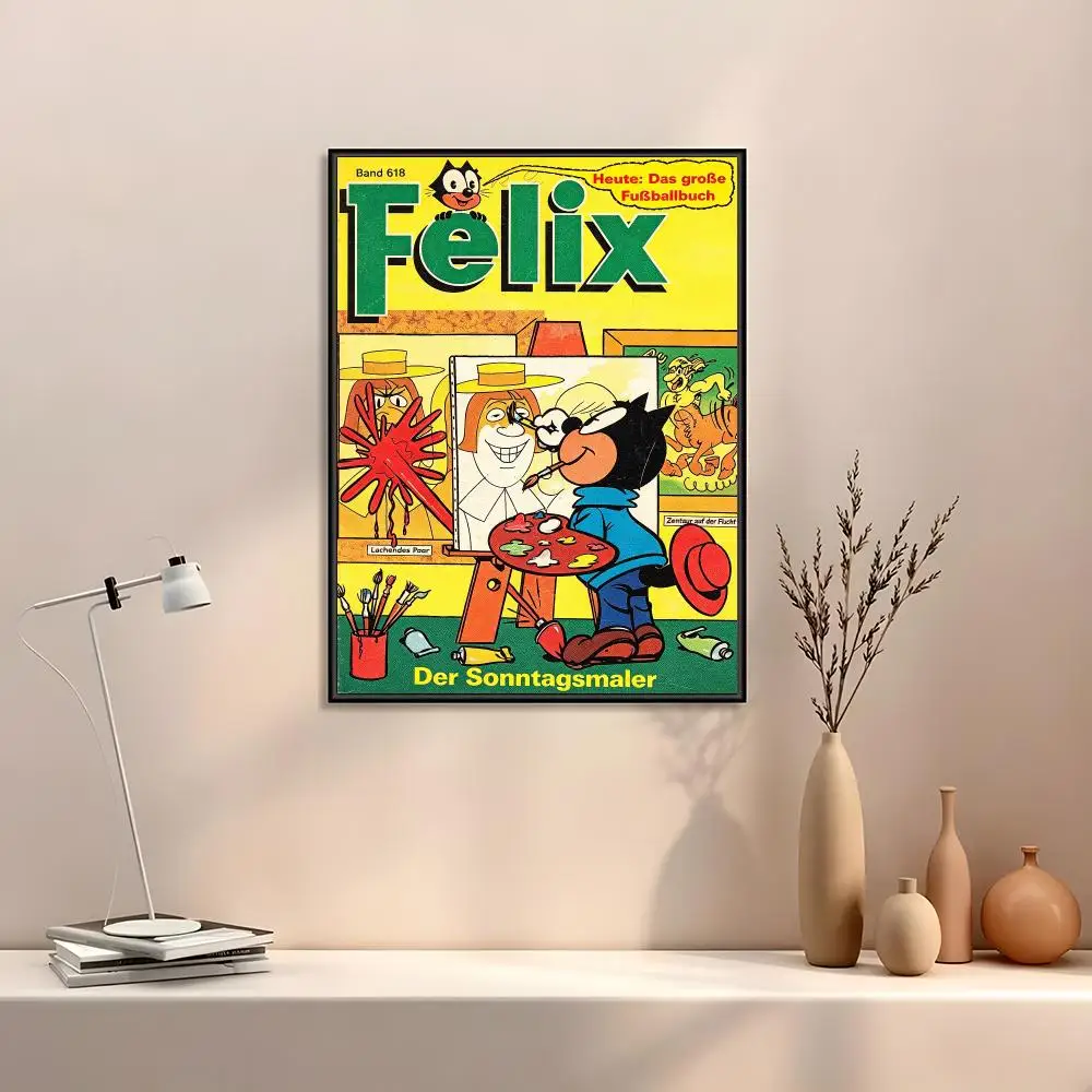Classic F-Felix The Cat Painting Calligraphy Canvas Painting Art For Bathroom, Living Room Home Wall Decor Picture
