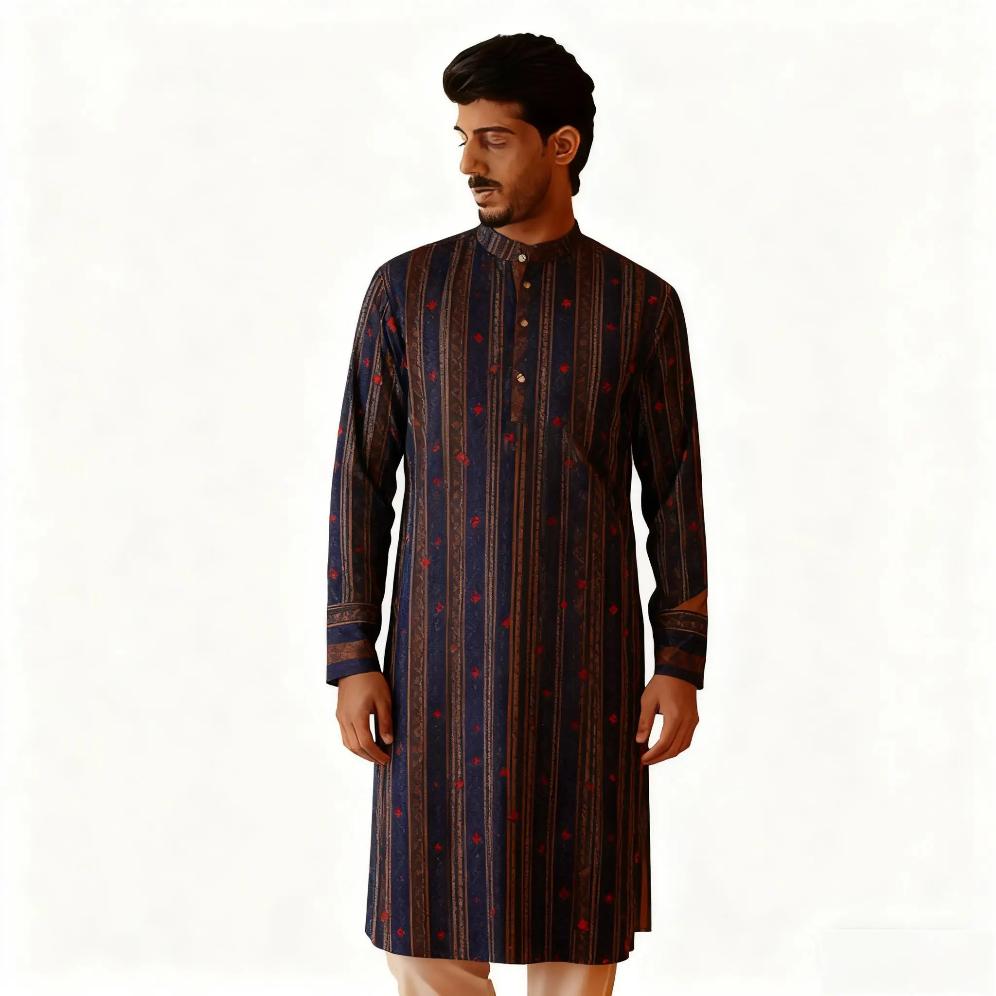 عباية رجالي ثوب عربي طويل الخطوط الإسلامية هينلي قفطان النطاقات ثوب عادي منتجات إسلامية مسلمة Kleider Herren