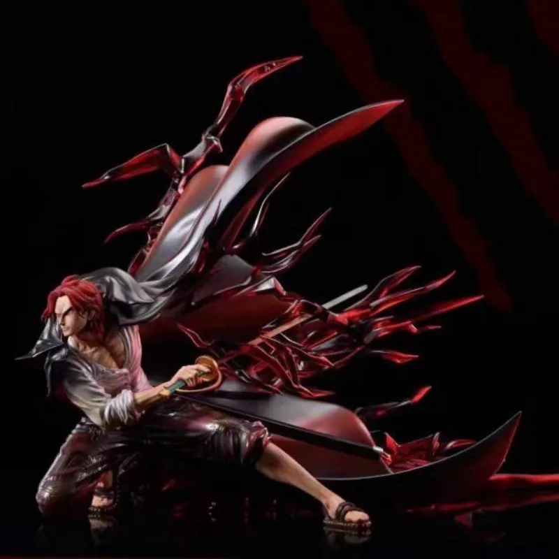 

16cm One Piece Yonko Shanks Figure - Overlord Haki Ver. Crouching Pose GK Statue with Base, Anime Collectible Gift