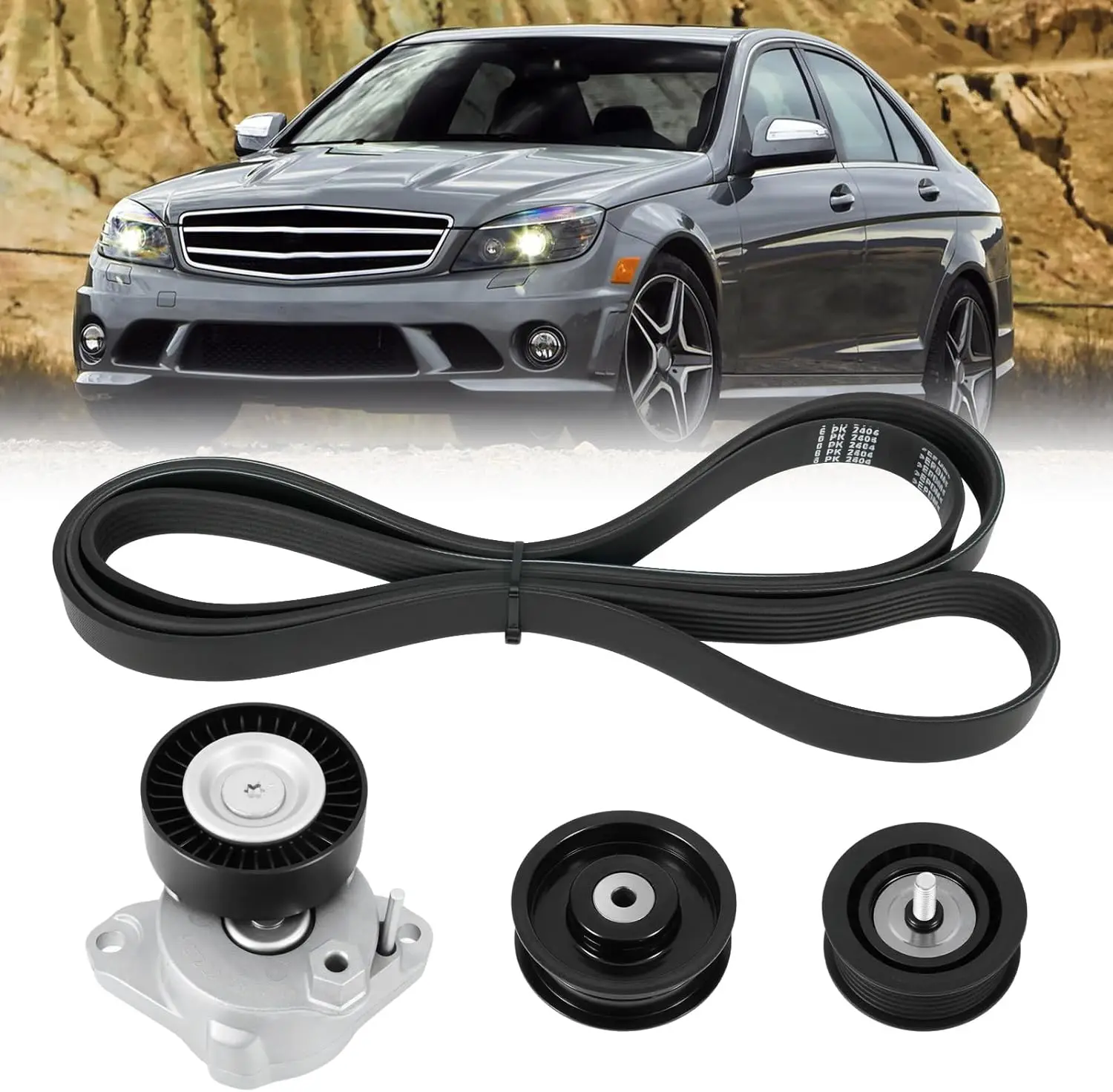

Engine Drive Belt Tensioner Idler Pulley V-Ribbed Serpentine Belt Kit for Mercedes-Benz Models, 2006-2011 - Replacement Parts