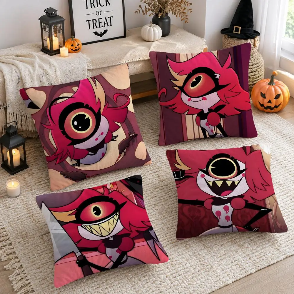 Niffty H-hazbin Hotel Cushion Cover Plush Decorative Pillow Case With Hidden Zipper Cutecore Room Decor For Home