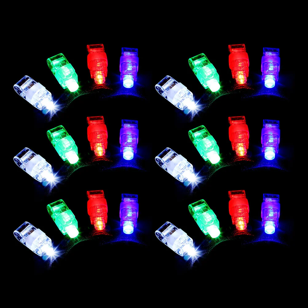 24 Pcs Glowing Finger Lamp Flashlights for Kids Ring Sticks Mini Toy Rings Party Favor Toys Supplies Flashing