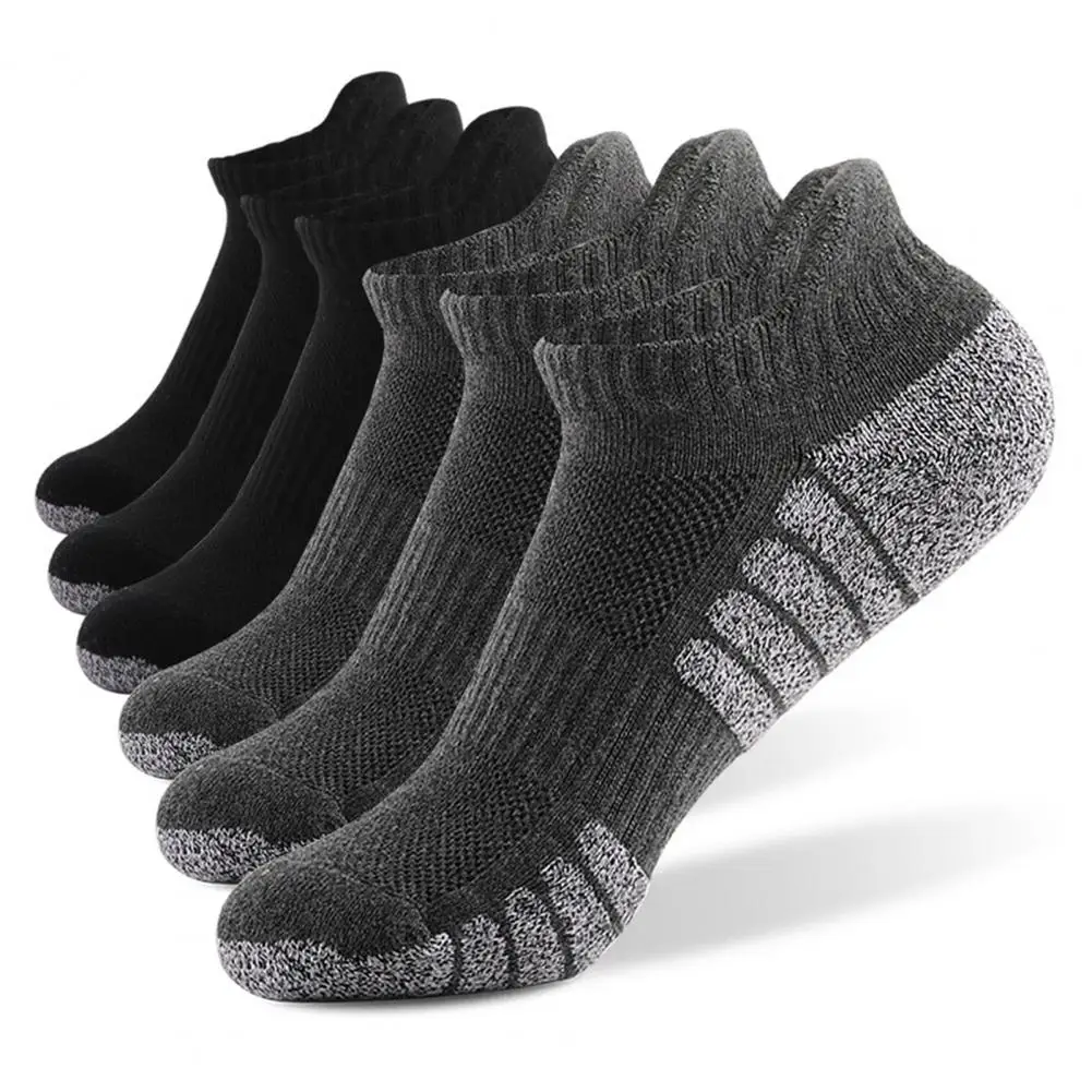 

Cozy Durable Cotton Blend Socks High Elasticity Men's Summer Socks Low-cut Anti-slip Sweat Absorption Contrast Color for Daily