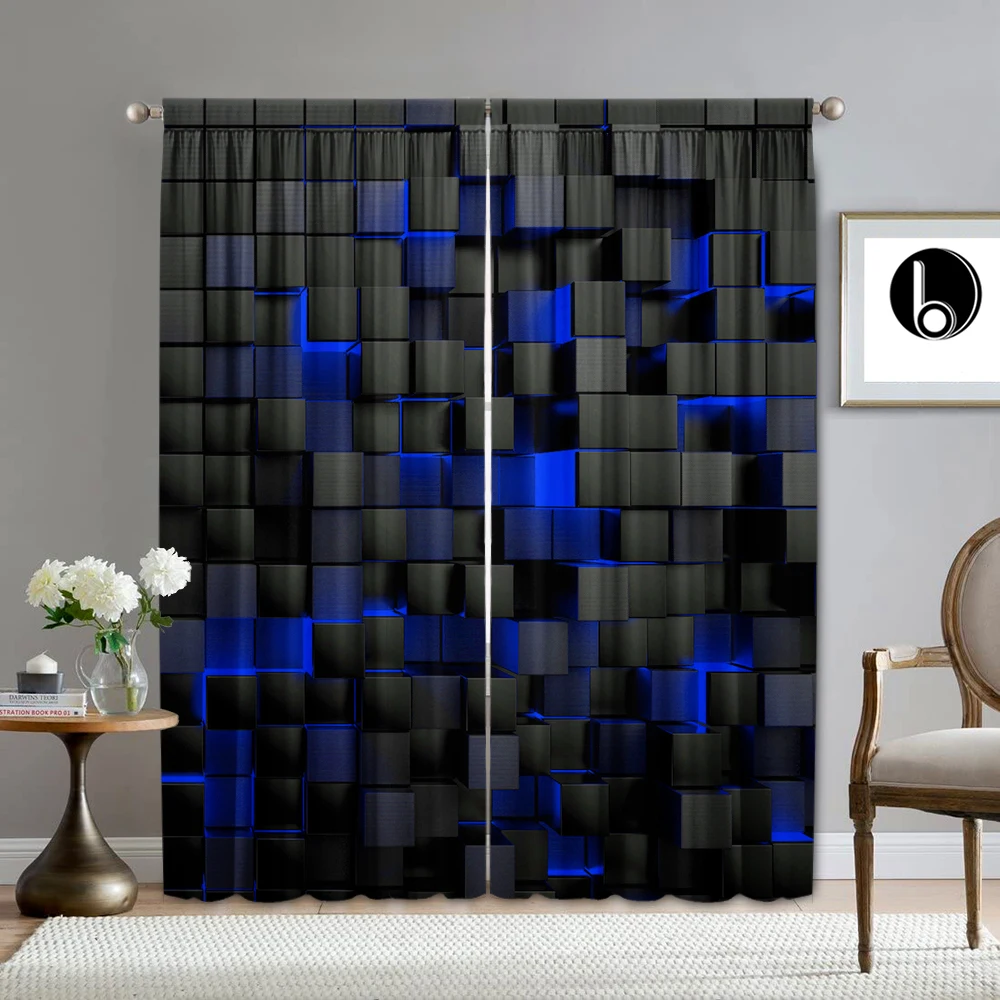 2PC Home Decoration Curtains With Transparent Grid And Rod Pocket Curtains, Kitchen, Coffee Shop, Living Room, Balcony, Garden