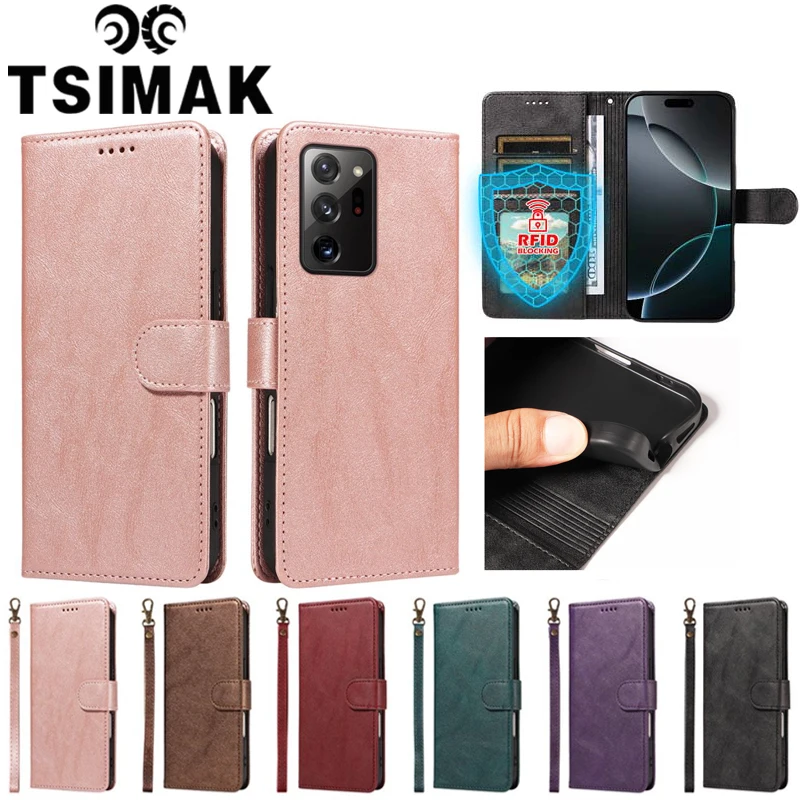 RFID Blocking Flip Wallet Case For Samsung Galaxy Note 20 Ultra Note20 8 9 10 Lite S10 S9 S8 Plus Anti-Theft Leather Phone Cover