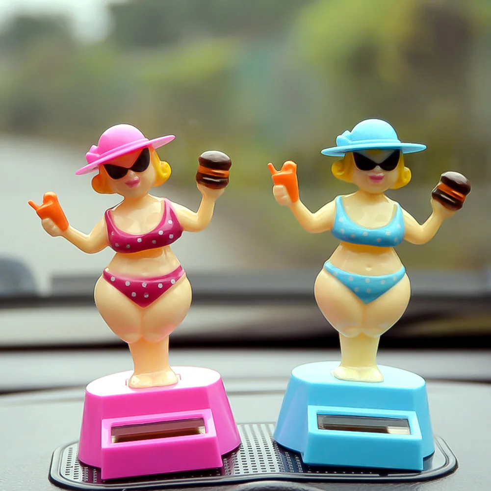 Funny Solar Powered Swimsuit Woman Shaking Pendulum Toy Car Decoration Solar Power Toy Hawaii Swinging Bikini Girl Car Ornament