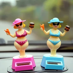 Funny Solar Powered Swimsuit Woman Shaking Pendulum Toy Car Decoration Solar Power Toy Hawaii Swinging Bikini Girl Car Ornament