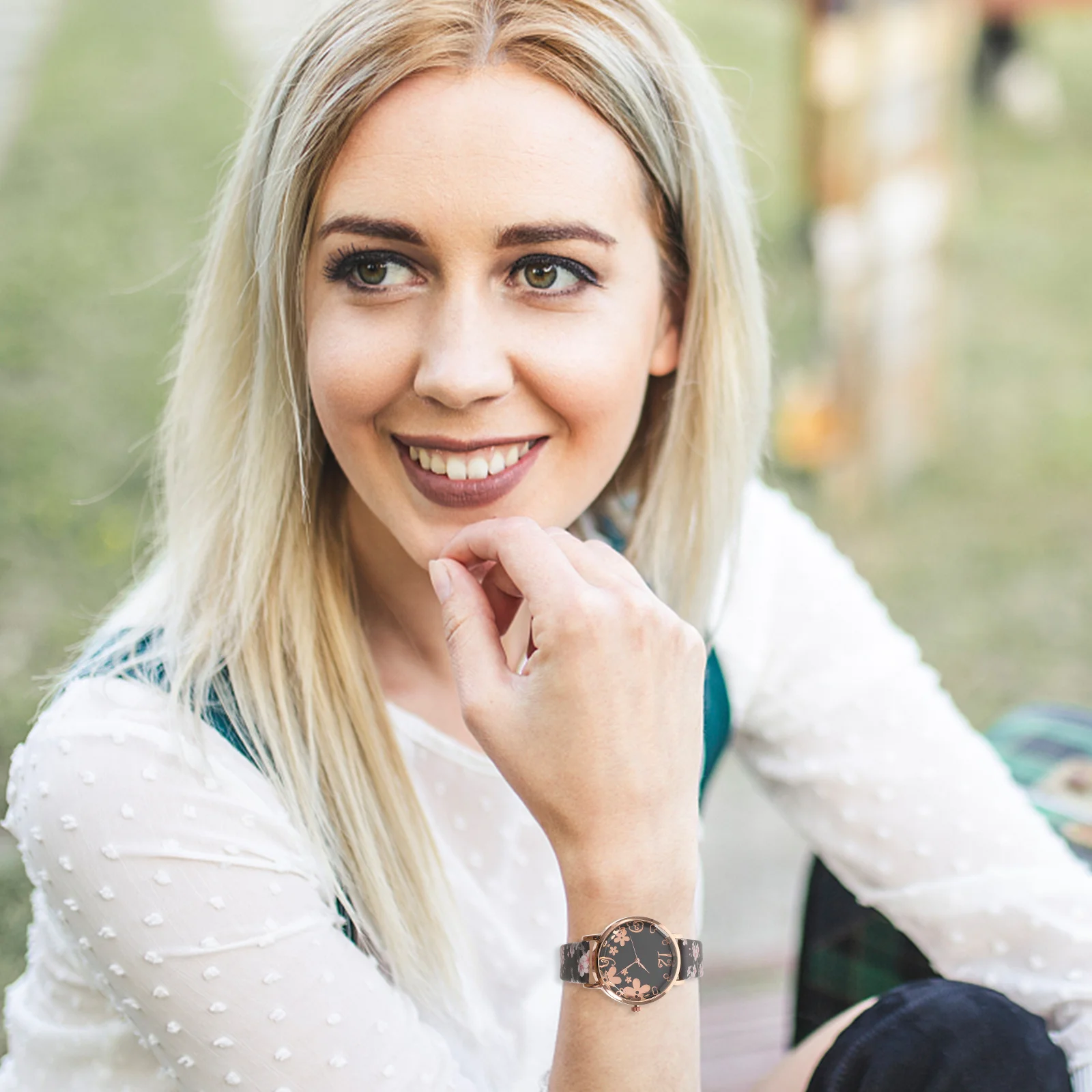 Reloj Floral para mujer, reloj de pulsera de cuarzo ligero y duradero para moda informal, ropa diaria para mujer, decoración elegante