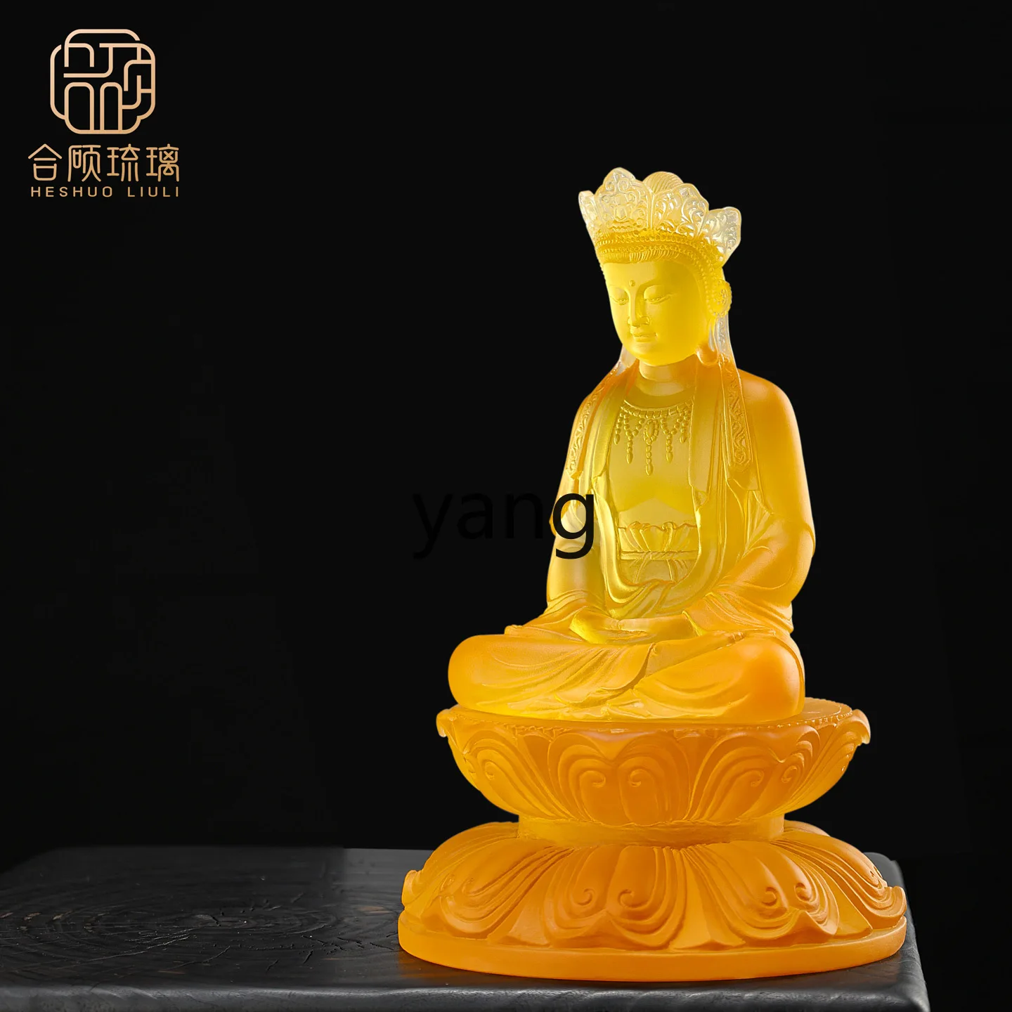 LH Glazed Guanyin Bodhisattva Buddha Statue Ornament Sitting Statue Guanyin Home Furnishing Dedication Hall