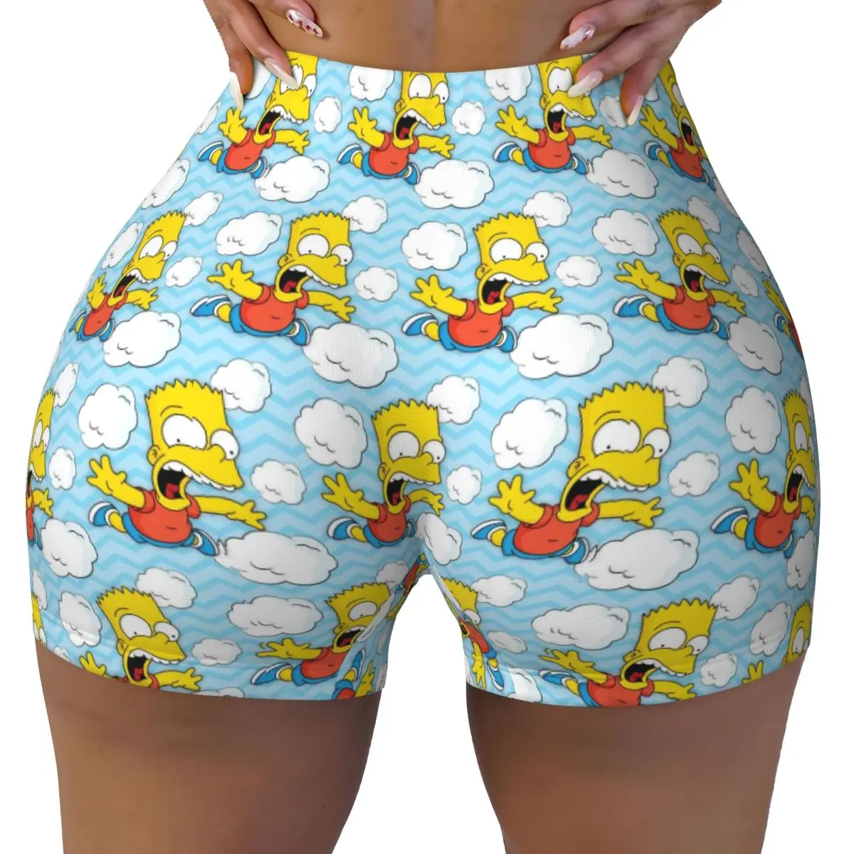 

Custom The Simpsons Running Volleyball Workout Shorts Women's Homer Marge Bart Gym Athletic Yoga Shorts