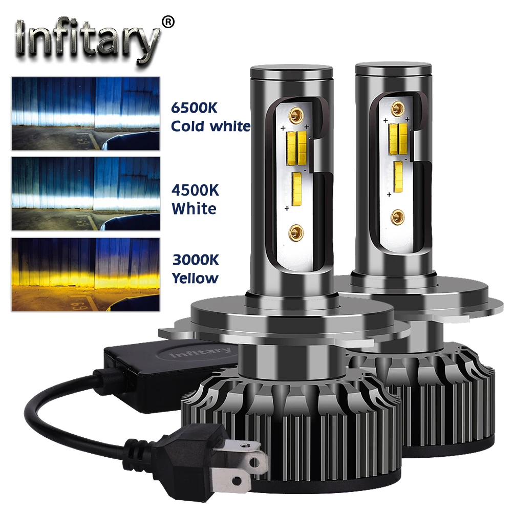 

2pcs Car Headlight Bulbs H4 H7 Led 20000LM H1 H3 H11 H13 880 9005 9006 9007 3 Color Change 3000K 4500K 6500K Auto Fog Lamps