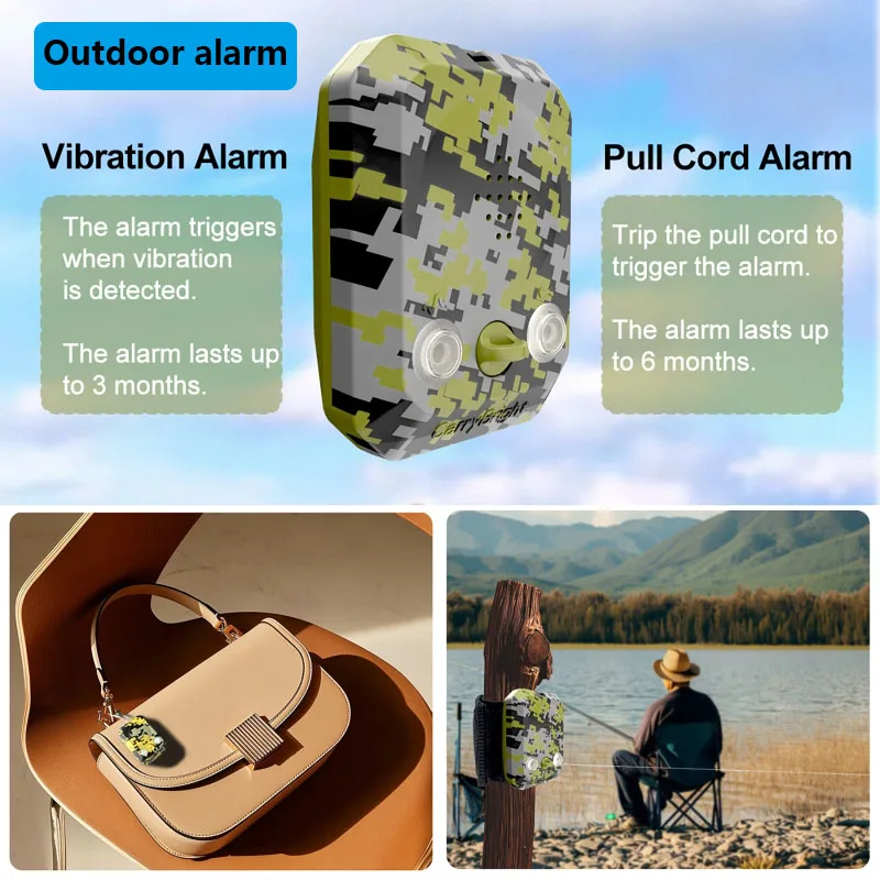 Portable Outdoor Pull Siren Camping Travel Vibration Siren Security Alarm Wire Trigger Alarm Device Security Alert for Safty