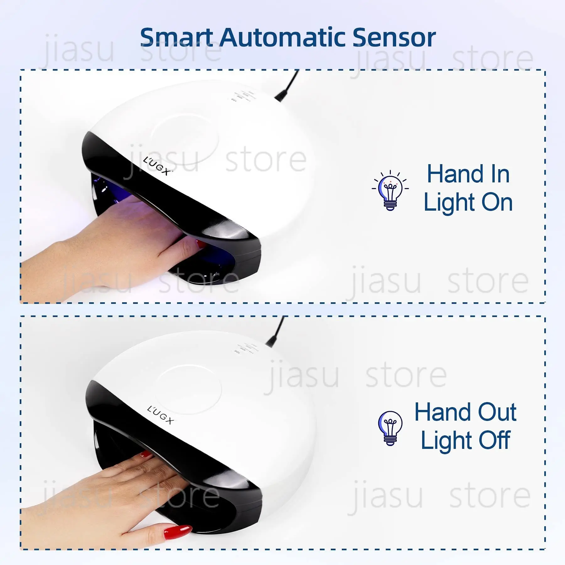 LUGX Hot Sale 56W Manicure Nail Cordless Flash Cure Dryer Uvled Glue Light Portable Professional Uv Led Nail Lamp view 4