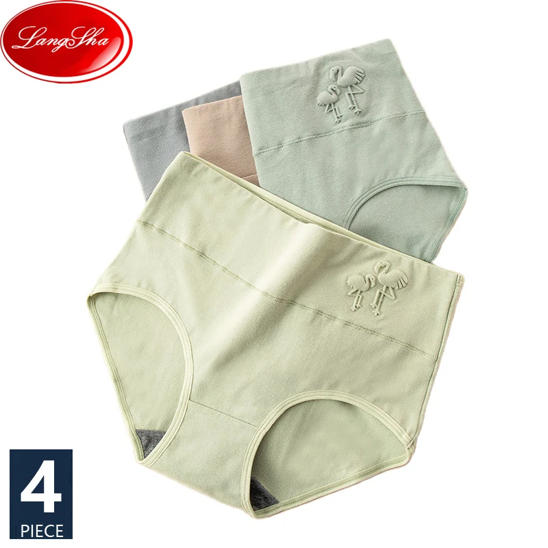 

Трусы женские хлопковые, с высокой талией, 4 шт./компл., с принтом, мягкие, дышащие, удобные, размера плюс, 5XL