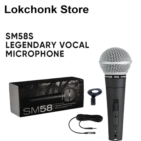 Lokchonk Metallo SM58 Microfono dinamico cardioide per canto sul palco Microfono professionale cablato per Karaoke BBOX Registrazione vocale