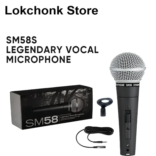 Lokchonk-micrófono dinámico cardioide SM58 de Metal para cantar en escenario, micrófono profesional con cable para Karaoke, grabación de voz BBOX
