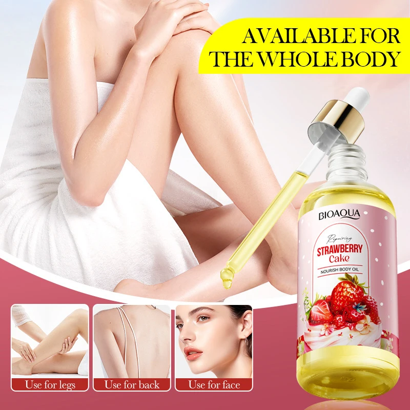 Strawberry Cake Nourishing Body Oil 100ml Moisturize Skin Essence Improves Dryness Roughness Brightening Serum Body Massage Oil
