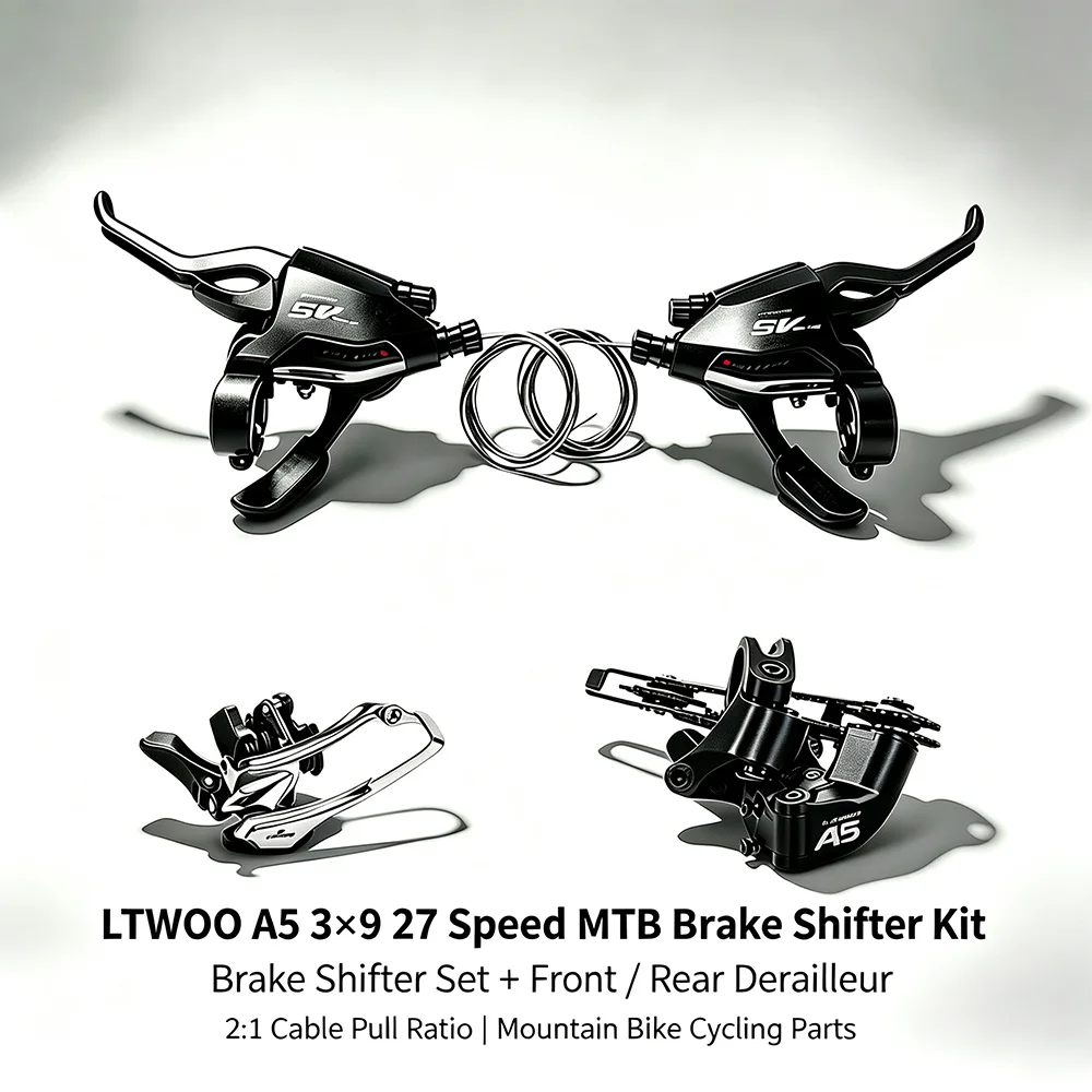 LTWOO A5 3x9 27 Speed MTB Brake Shifter Combo Groupset, Left 3 Right 9 Integrated Lever with Front Rear Derailleur