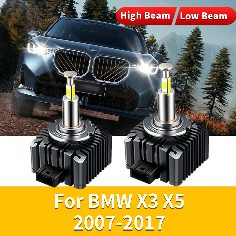 2Pcs HID Bulbs Xenon 6000K White Led Headlight For BMW X3 X5 2007 2008 2009-2017 32000LM Replacement Canbus No Error Car Lamp