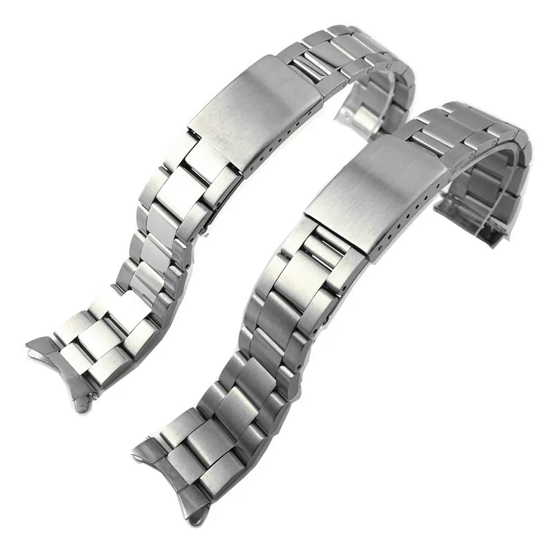Curved End Straps 13mm 17mm 18mm 19mm 20mm 21mm Solid Stainless Steel Watchband Strap Universal Wrist Band For Seiko Rolex Watch