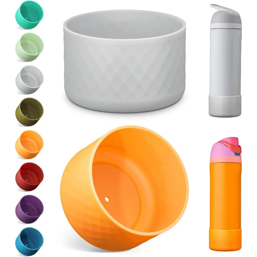 

2 шт. силиконовые чехлы для бутылки с водой для защитного нижнего бампера на 24 унции, противоскользящий рукав для FreeSip Twist and Flip, нержавеющая сталь B