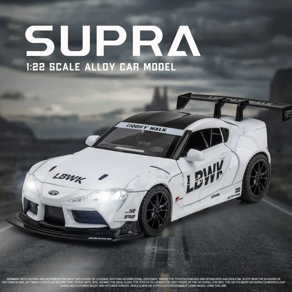 1:22 Toyota SUPRA Racing Car Model Alloy Diecasts & Toy Metal Vehicles Toy Car Model High Simulation Sound Light Kids Toys