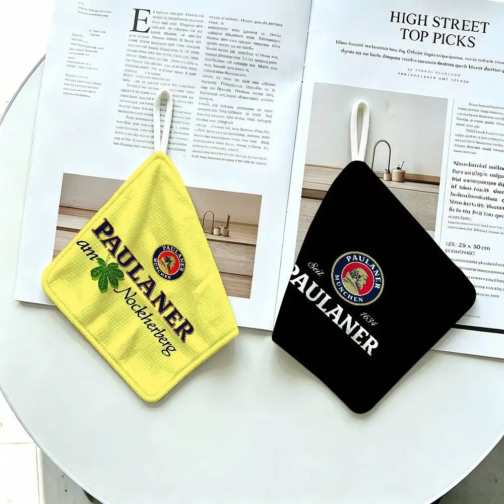 German Beer Paulaner Polyester Cotton Hand Wiping Towel, Anti-shrink Hanging Kitchen Cloth for Household Cleaning