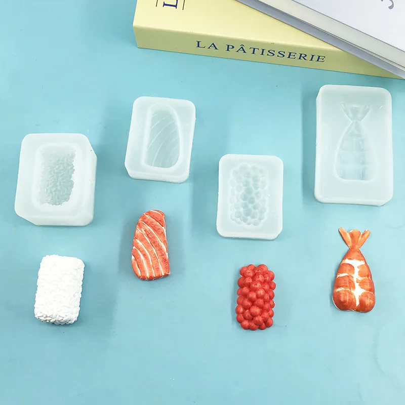 Simulation Shrimp Salmon Fish Roe Sushi Silicone Mold DIY Handmade Aromatherapy Candle Gypsum Soap Clay Epoxy Resin Making Molds