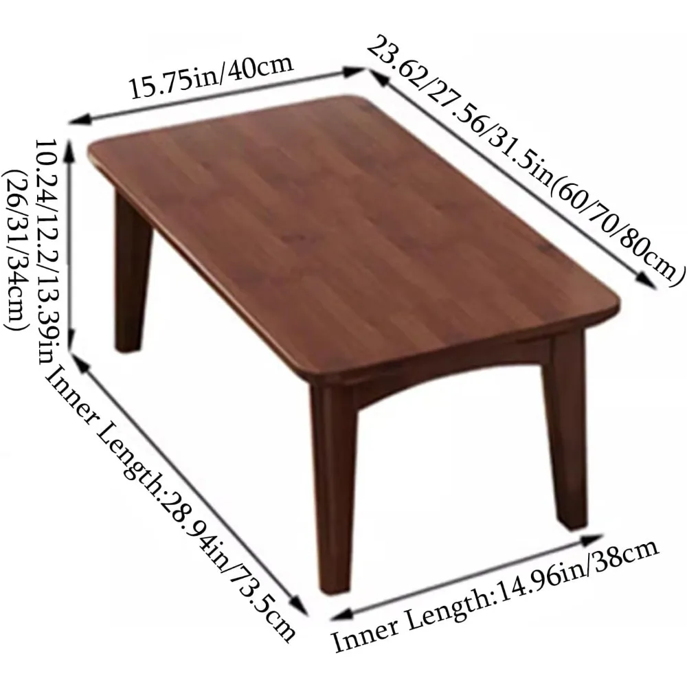 طاولة يابانية ذات أرضية منخفضة للجلوس على حصير التاتامي، طاولة شاي من الخيزران قابلة للطي لغرفة المعيشة وغرفة الشاي والشرفة، بدون تجميع إعادة #3