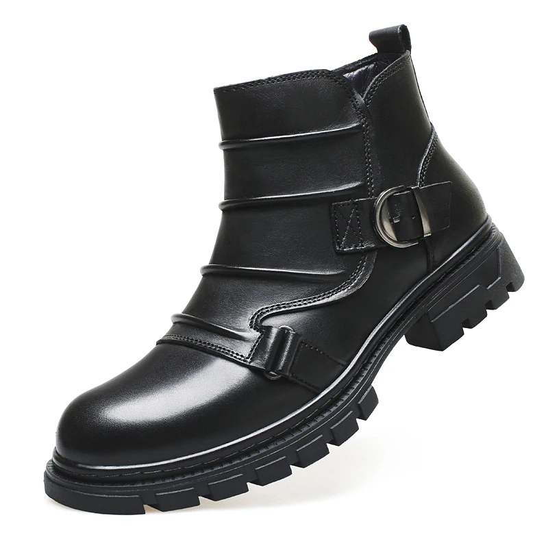 

High-Quality Men's Casual Button-Decorated Work Boots Fashionable Anti-Slip Ankle Boot Retro Thick-Soled Autumn And Winter Boots