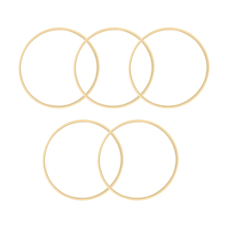 5x Droom Bamboe Ringen, Houten Cirkel Ronde Vanger Diy Hoepel Voor Bloem Krans Huis Tuin Plant Decor Mand 26Cm
