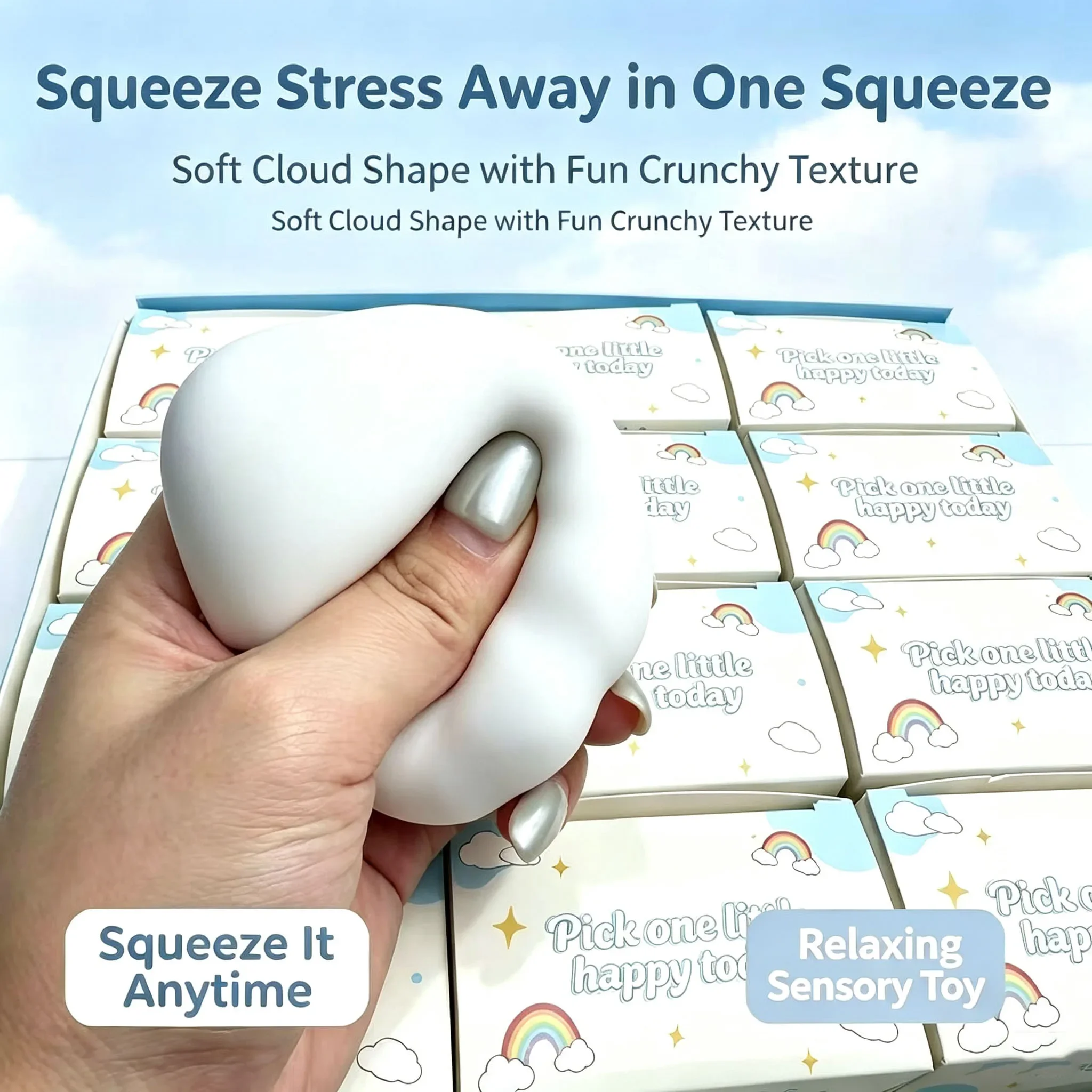 Soft Silicone Soap Balls Stress-Relief Cloud Squeaky Squeeze Cloud Toys round Fillable Building Blocks for Relaxation